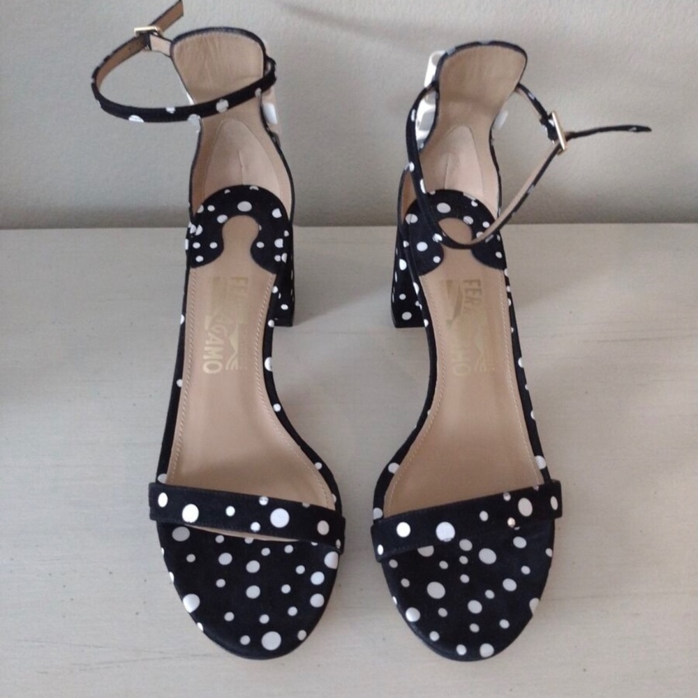 Salvatore Ferragamo Polka-Dot Suede Sandals